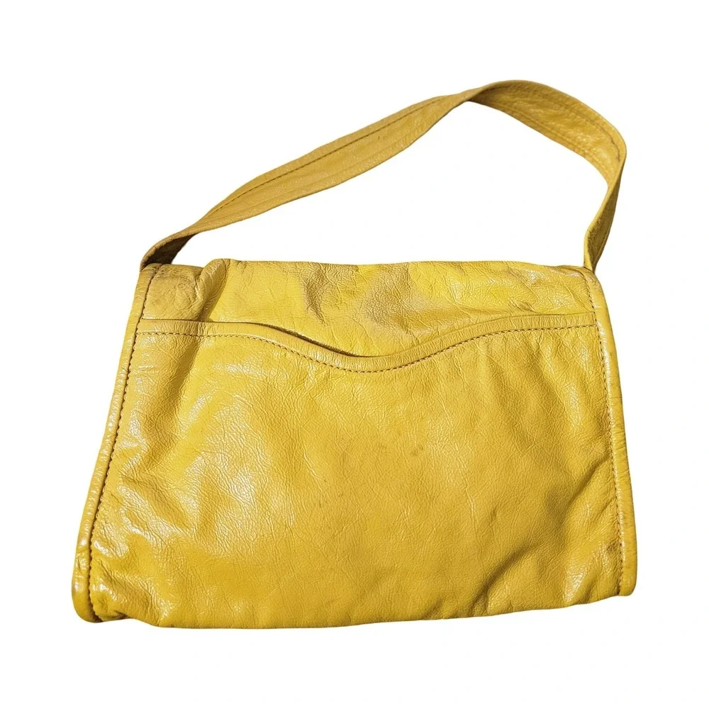Marc by Marc Jacobs Yellow Pebbled Leather Turnlock Shoulder Bag Handbag